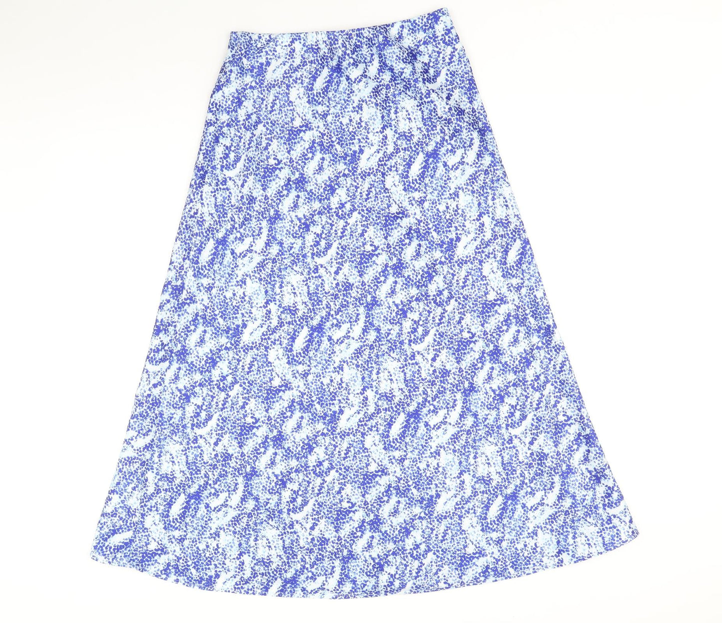 Marks and Spencer Womens Blue Geometric Polyester A-Line Skirt Size 8