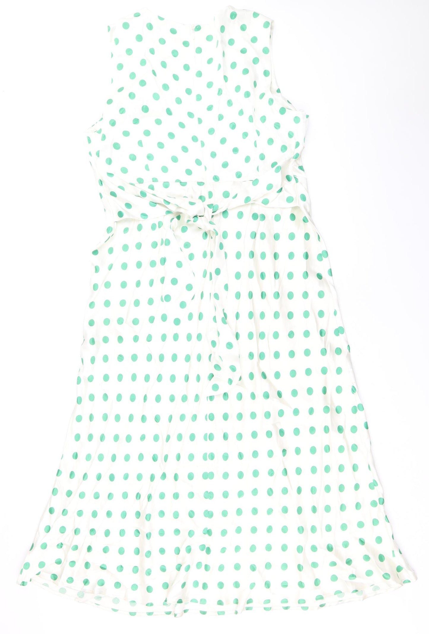Marks and Spencer Womens Ivory Polka Dot Viscose A-Line Size 18 Round Neck Zip