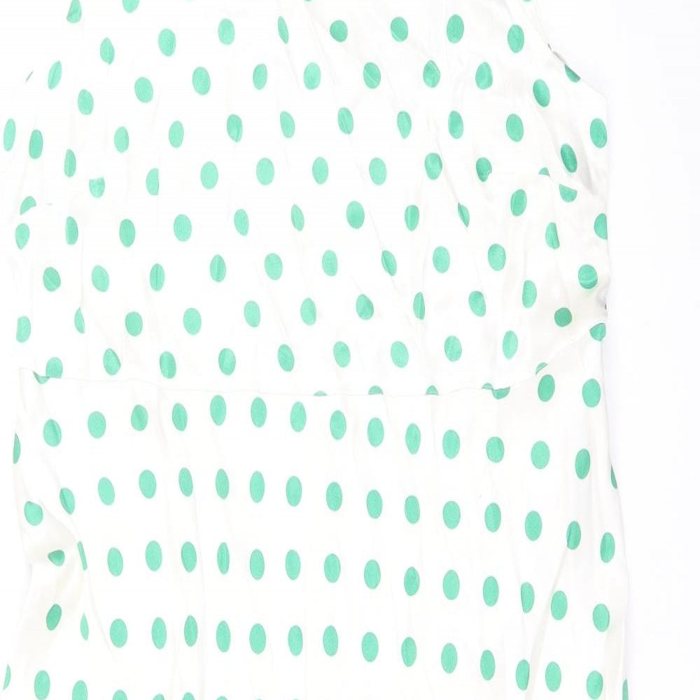 Marks and Spencer Womens Ivory Polka Dot Viscose A-Line Size 18 Round Neck Zip
