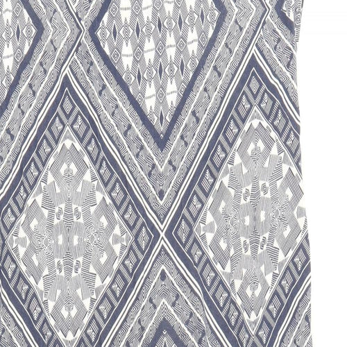 Debenhams Womens Blue Geometric 100% Cotton Maxi Size 16 Scoop Neck Pullover