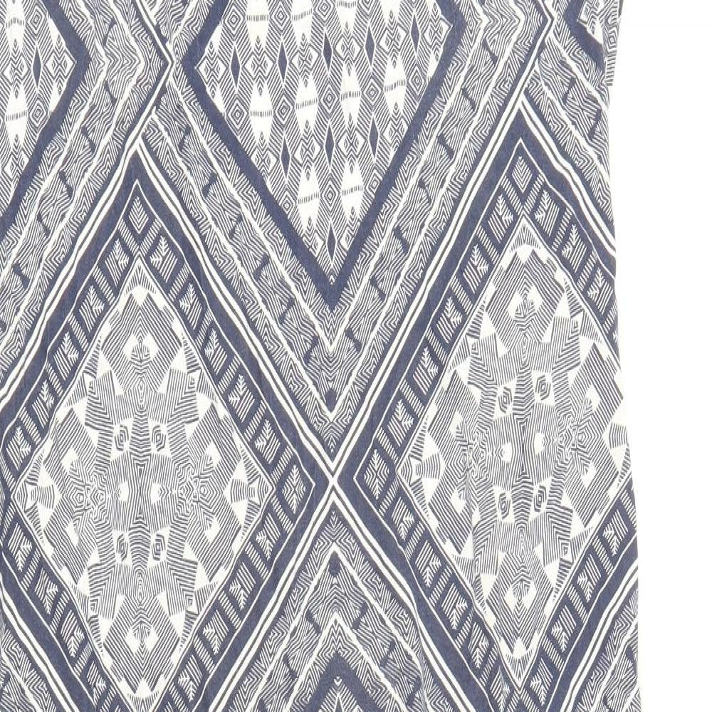 Debenhams Womens Blue Geometric 100% Cotton Maxi Size 16 Scoop Neck Pullover