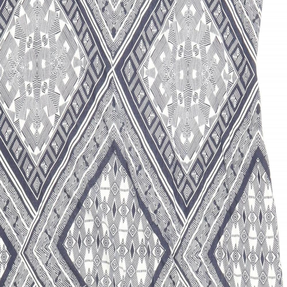 Debenhams Womens Blue Geometric 100% Cotton Maxi Size 16 Scoop Neck Pullover