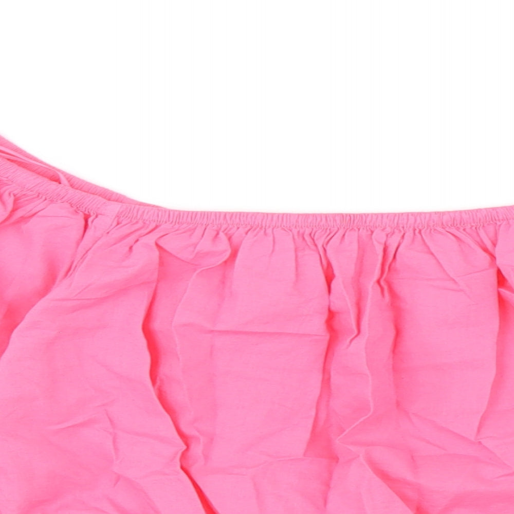 Marks and Spencer Womens Pink 100% Cotton Cropped Blouse Size 12 Off the Shoulder - Bardot