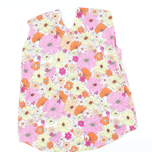Marks and Spencer Womens Multicoloured Floral Polyester Basic Tank Size 14 V-Neck