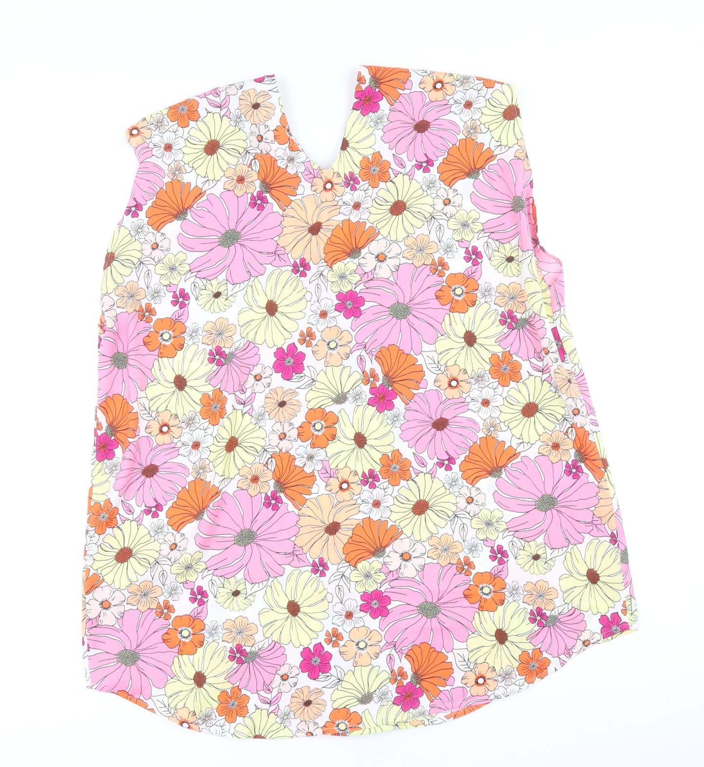 Marks and Spencer Womens Multicoloured Floral Polyester Basic Tank Size 14 V-Neck