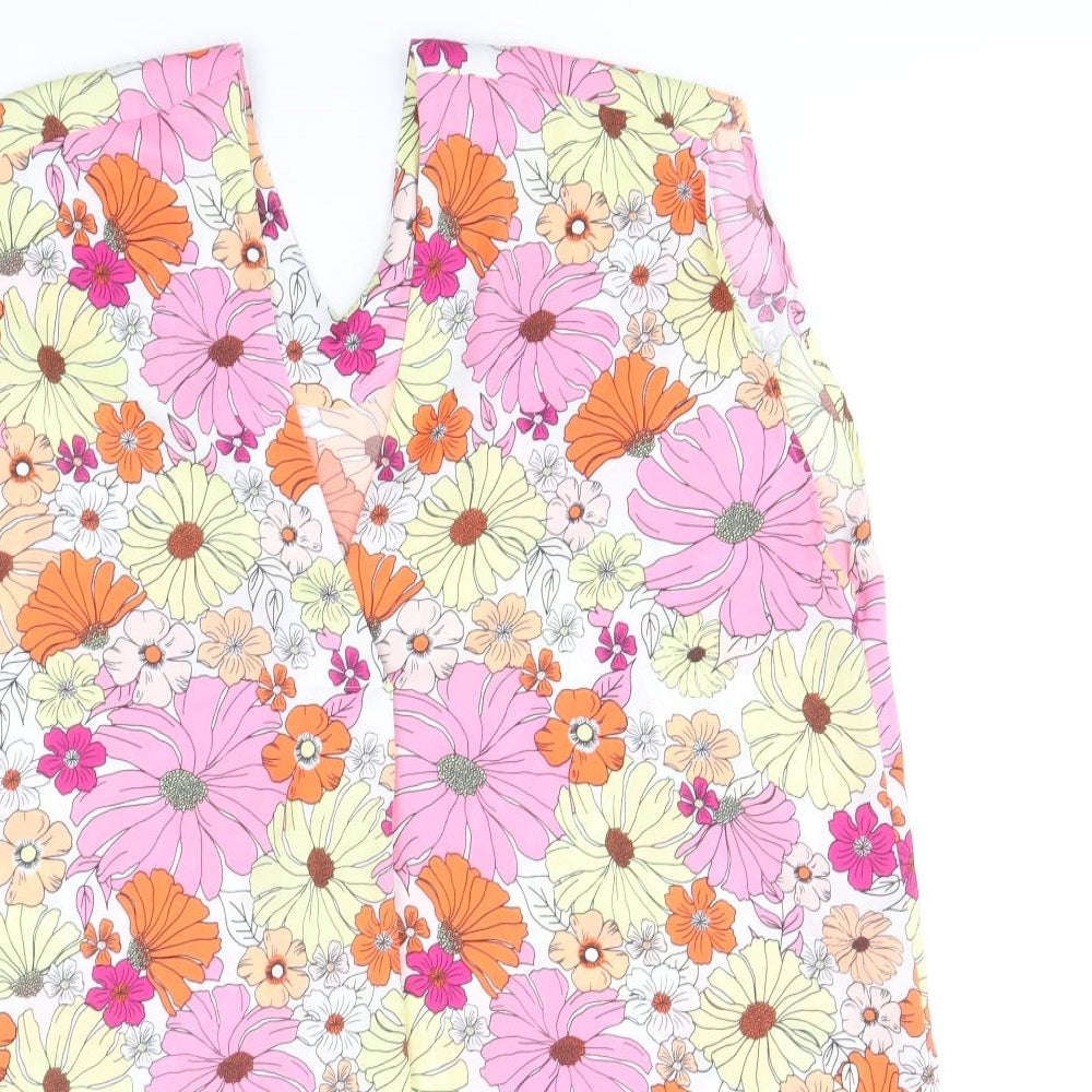 Marks and Spencer Womens Multicoloured Floral Polyester Basic Tank Size 14 V-Neck