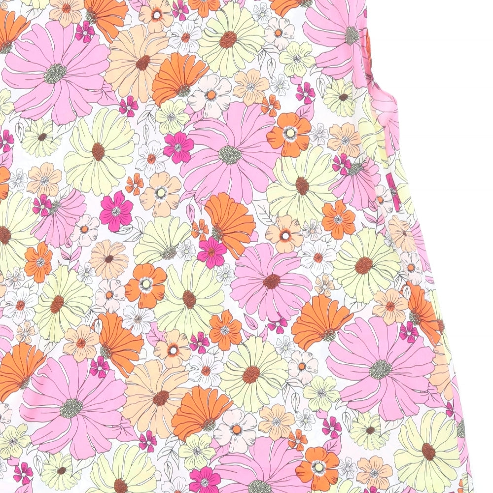 Marks and Spencer Womens Multicoloured Floral Polyester Basic Tank Size 14 V-Neck