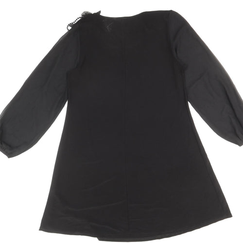 Body Flirt Womens Black Polyester Shift Size M Scoop Neck Pullover - Flower Detail
