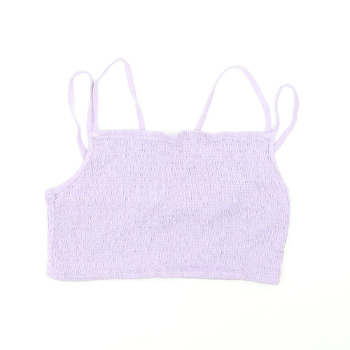 ASOS Womens Purple 100% Cotton Cropped Tank Size 14 Square Neck