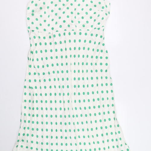 Marks and Spencer Womens Ivory Polka Dot Viscose Fit & Flare Size 18 Round Neck Zip