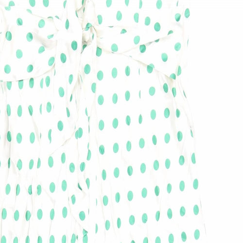 Marks and Spencer Womens Ivory Polka Dot Viscose Fit & Flare Size 18 Round Neck Zip