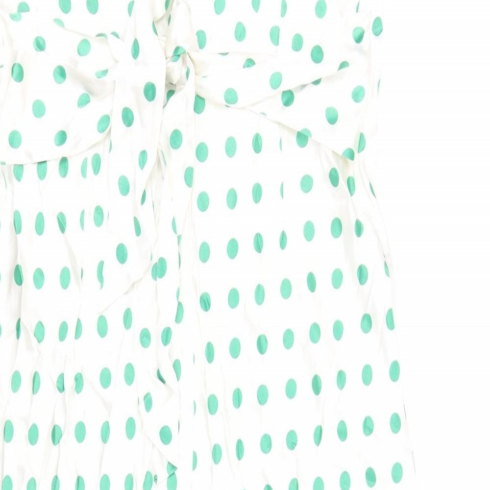 Marks and Spencer Womens Ivory Polka Dot Viscose Fit & Flare Size 18 Round Neck Zip
