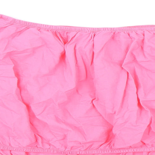 Marks and Spencer Womens Pink 100% Cotton Cropped Blouse Size 20 Boat Neck - Flower Detail
