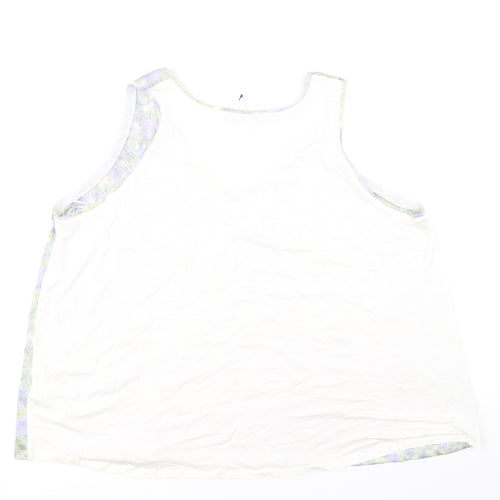Marks and Spencer Womens White Geometric Polyester Basic Tank Size 22 Round Neck