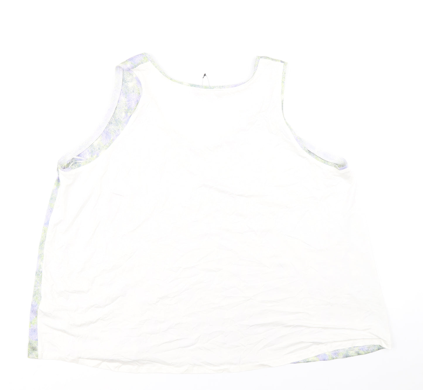 Marks and Spencer Womens White Geometric Polyester Basic Tank Size 22 Round Neck