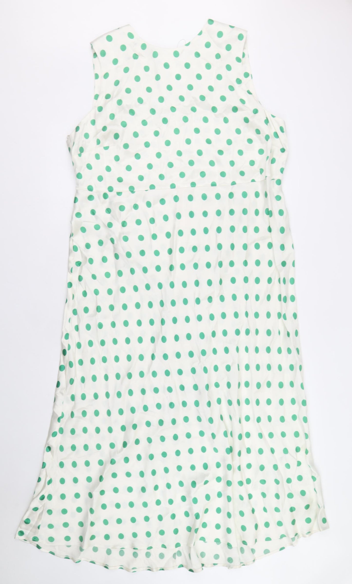 Marks and Spencer Womens Ivory Polka Dot Viscose Fit & Flare Size 20 Round Neck Zip