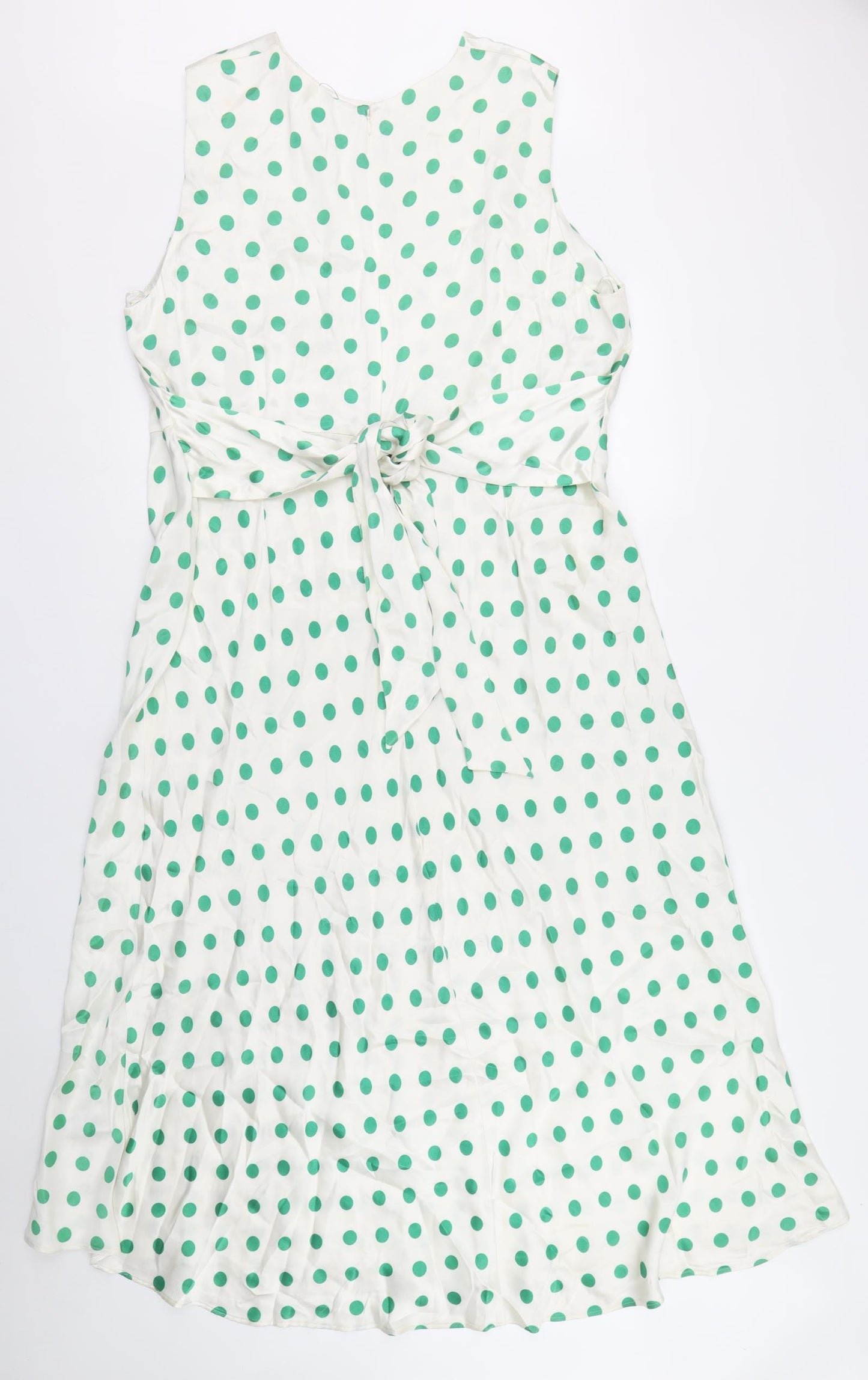 Marks and Spencer Womens Ivory Polka Dot Viscose Fit & Flare Size 20 Round Neck Zip