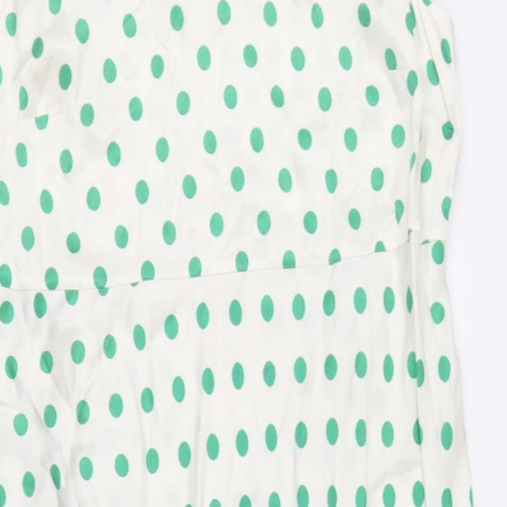 Marks and Spencer Womens Ivory Polka Dot Viscose Fit & Flare Size 20 Round Neck Zip