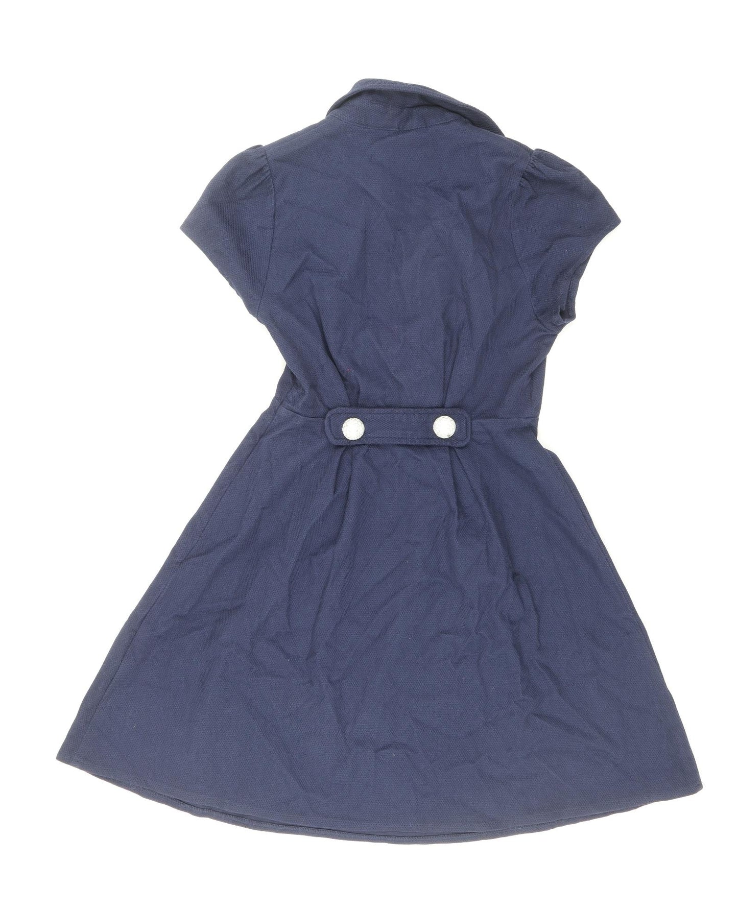 River Island Womens Blue Cotton Skater Dress Size 8 Collared Zip