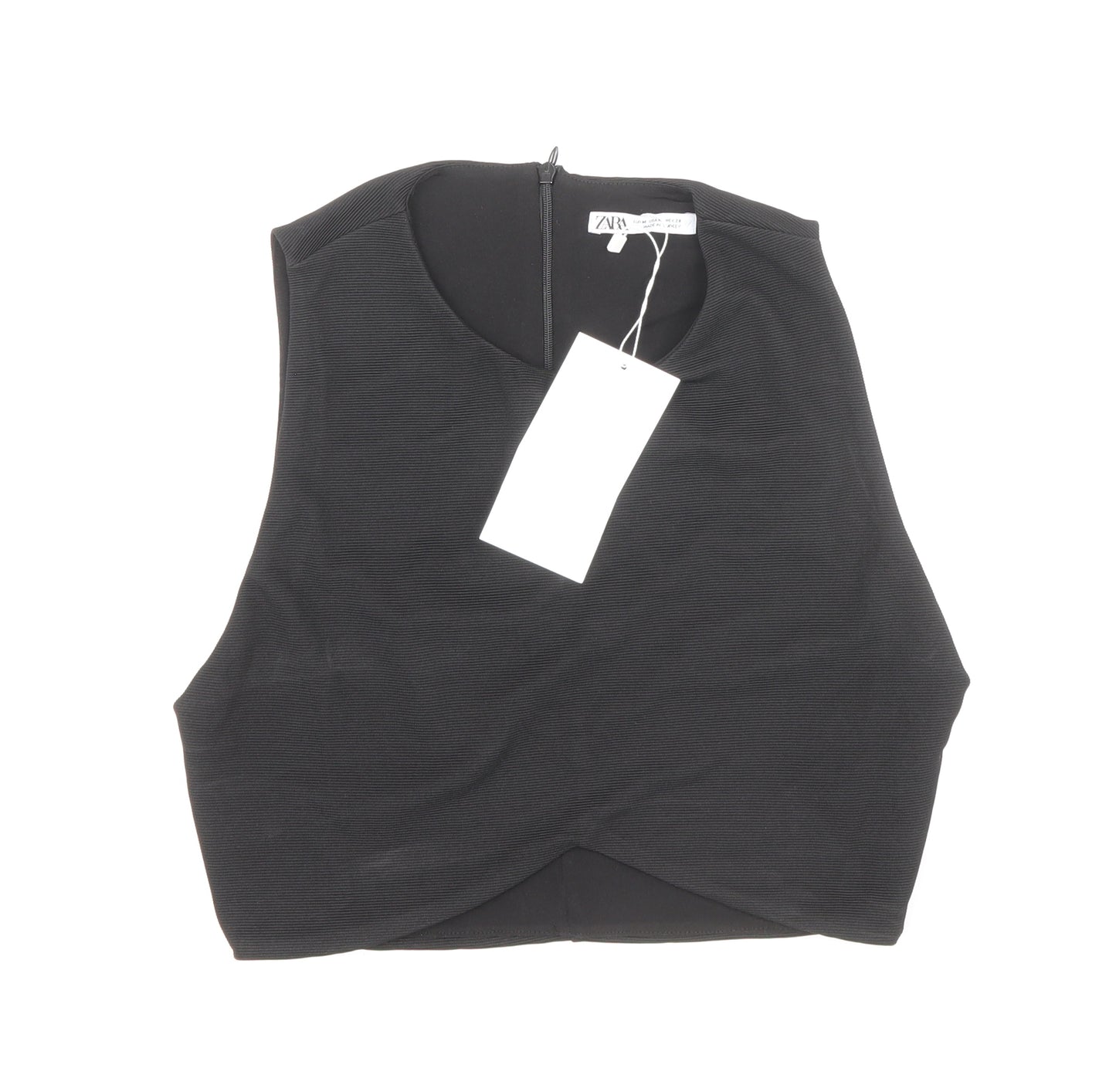 Zara Womens Black Polyester Cropped Tank Size M Round Neck