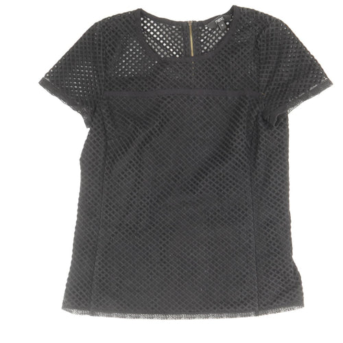 NEXT Womens Black Cotton Basic T-Shirt Size 10 Round Neck