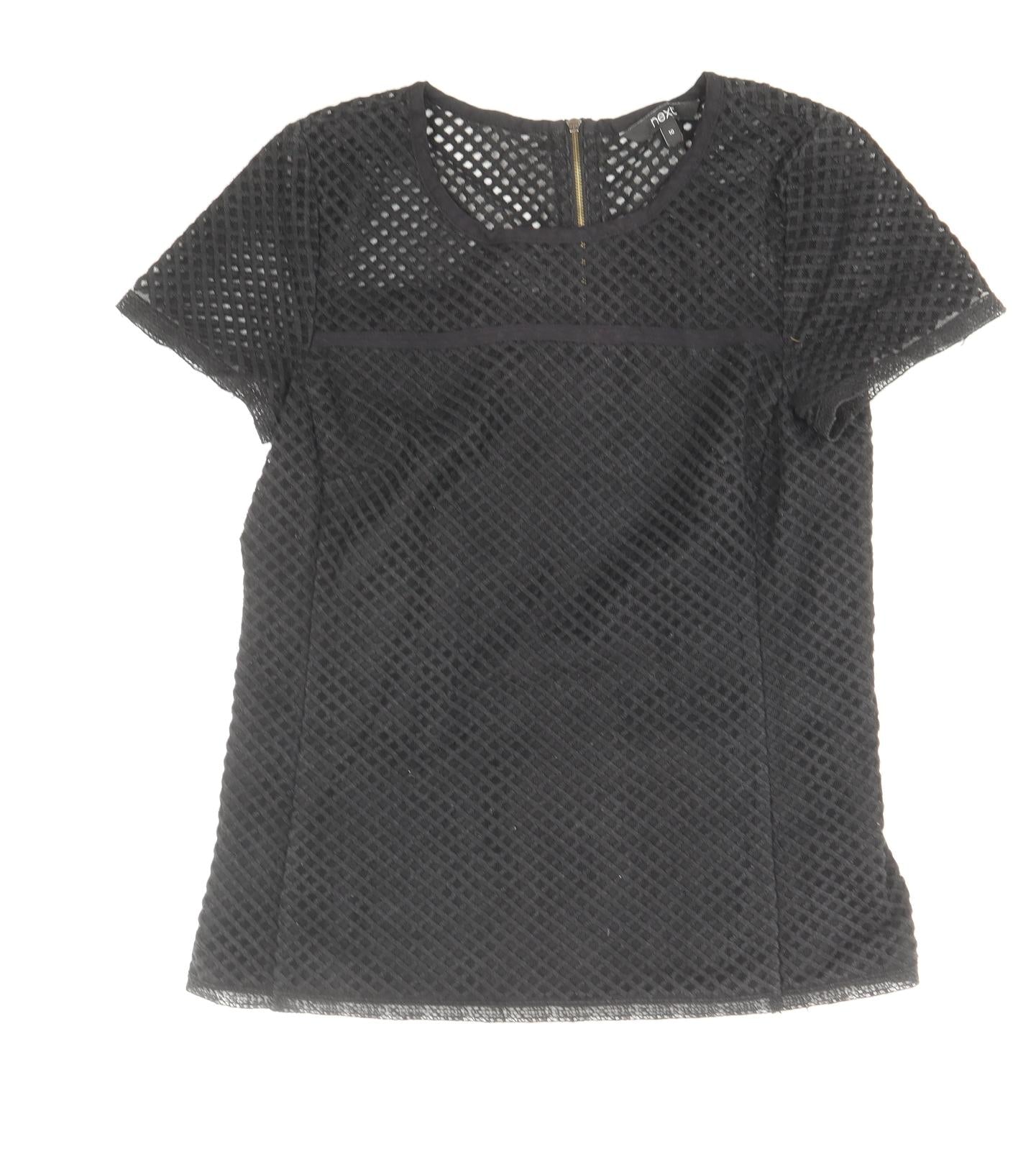 NEXT Womens Black Cotton Basic T-Shirt Size 10 Round Neck