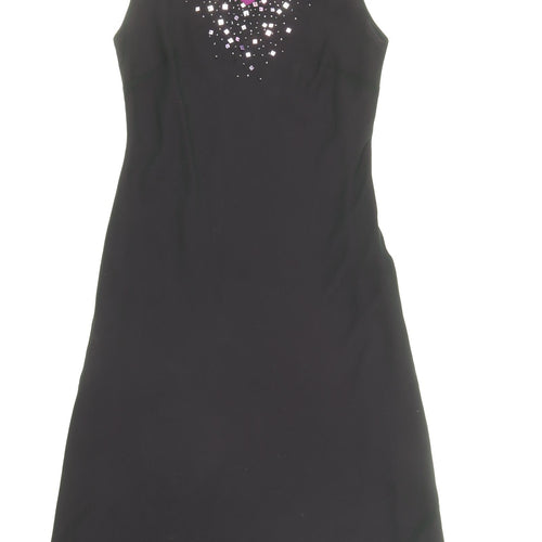 Debenhams Womens Black Polyester A-Line Size 10 V-Neck Pullover - Embellished Neckline