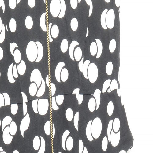George Womens Black Polka Dot Cotton Shift Size 12 Boat Neck Zip