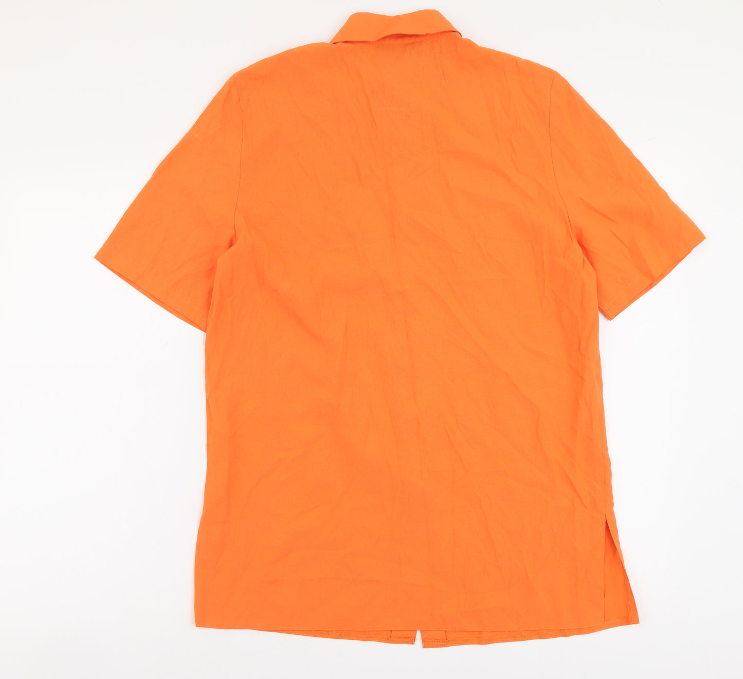 Odel Womens Orange Polyester Basic Button-Up Size 12 Collared