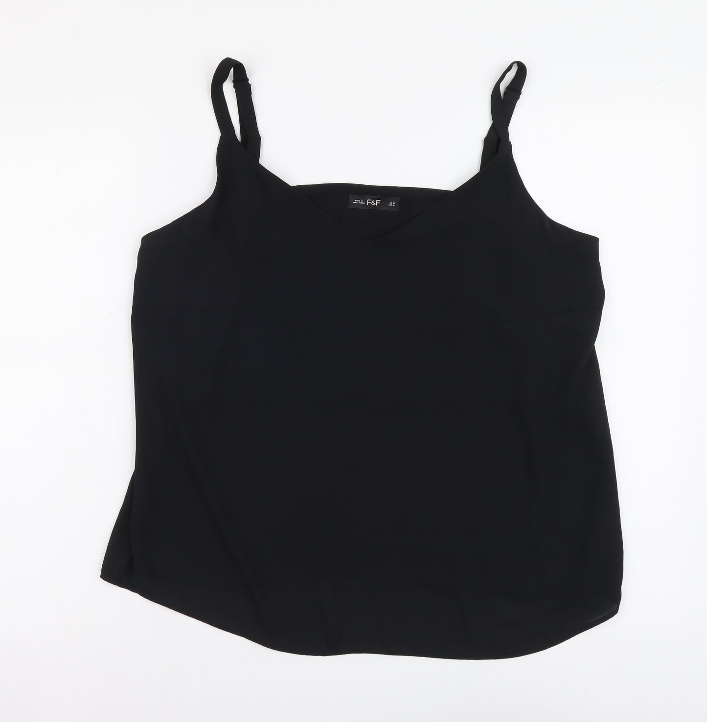 F&F Womens Black Polyester Camisole Tank Size 16 V-Neck