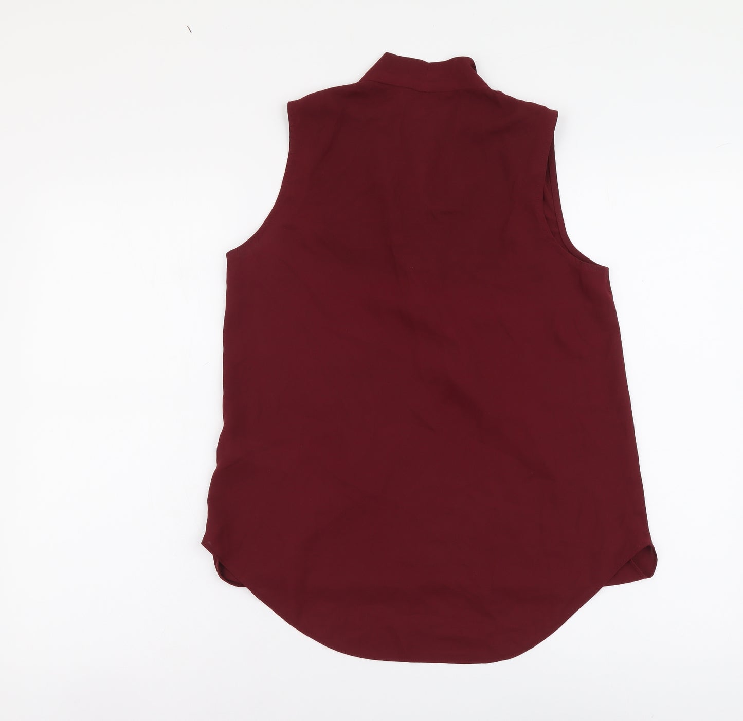 New Look Womens Red Polyester Wrap Blouse Size 10 Collared - Faux Wrap