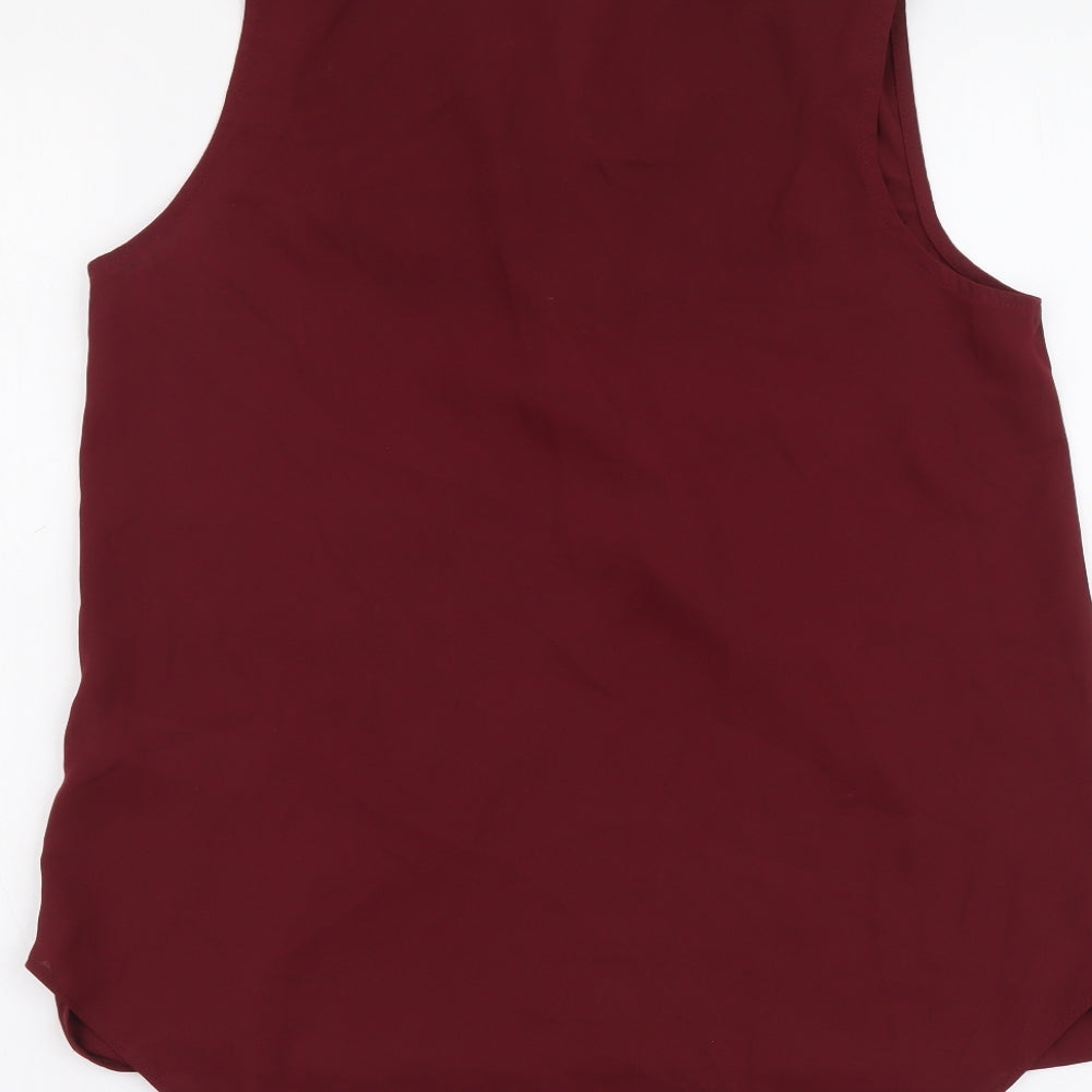 New Look Womens Red Polyester Wrap Blouse Size 10 Collared - Faux Wrap