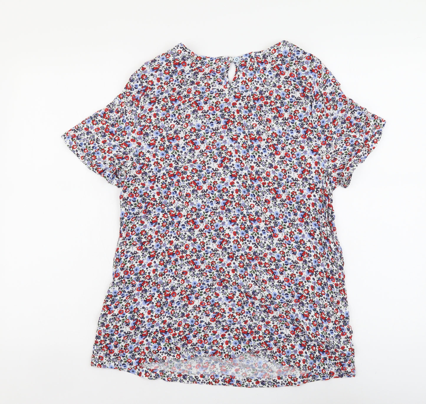 Joules Womens Multicoloured Floral Viscose Basic T-Shirt Size 12 Scoop Neck