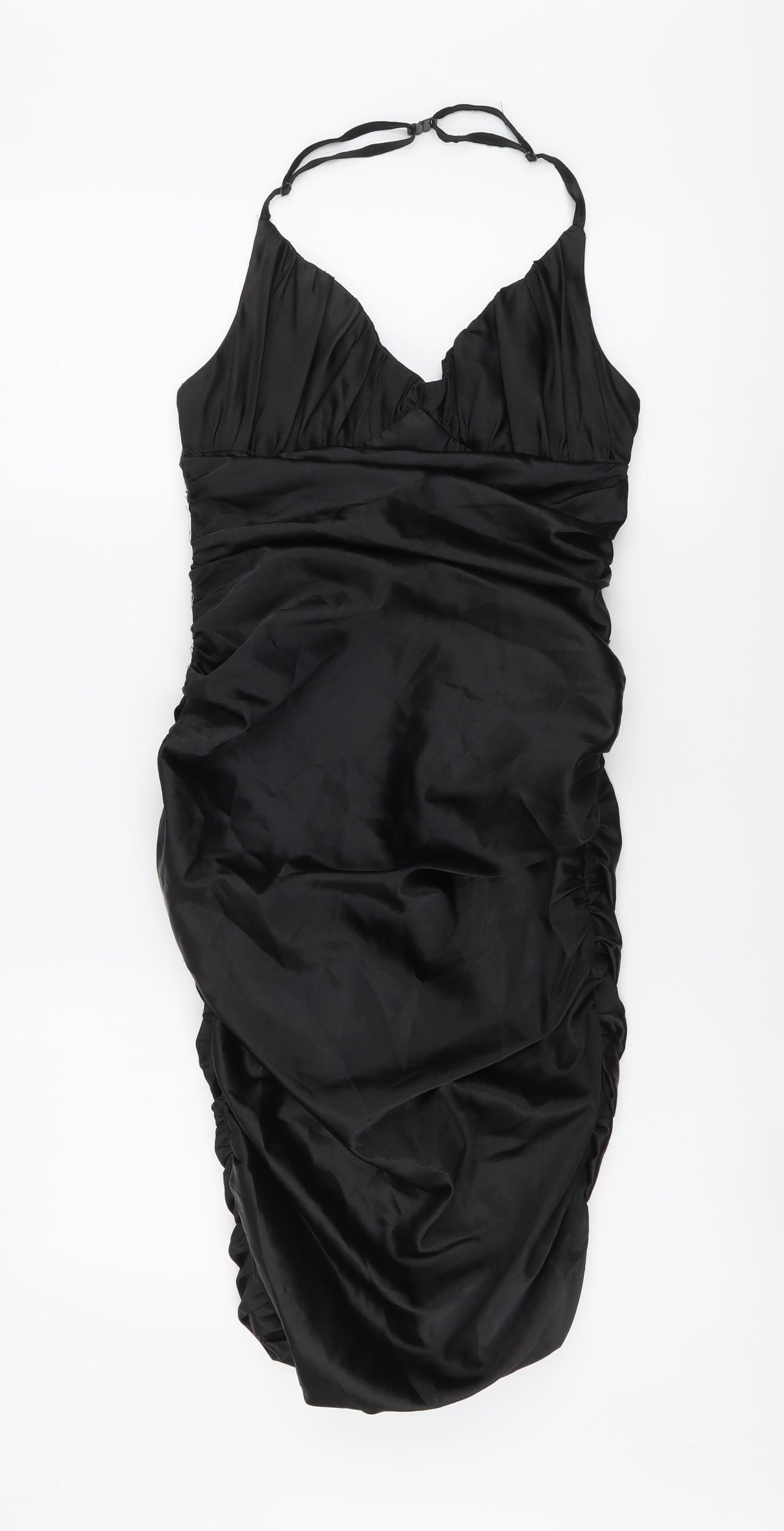 Vivir Womens Black Polyester Sheath Size M Halter Zip