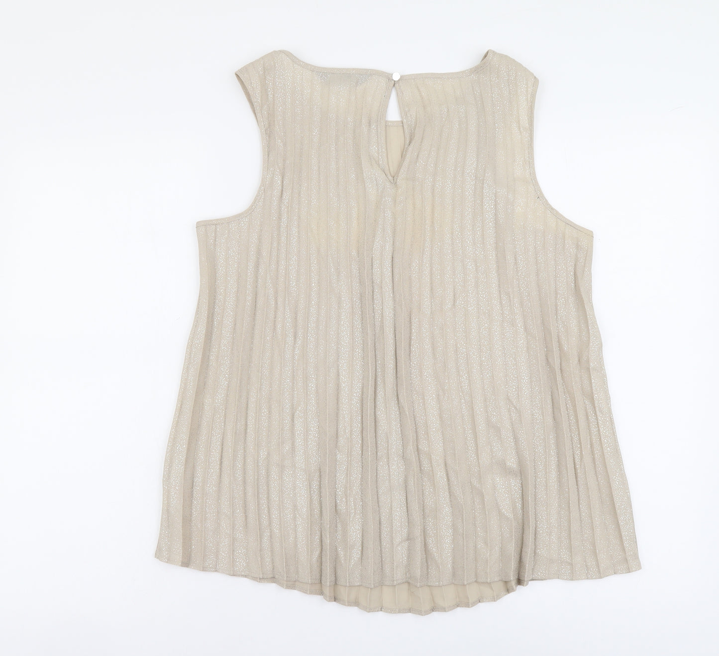 F&F Womens Beige Polyester Basic Tank Size 12 Boat Neck