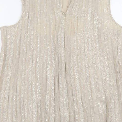 F&F Womens Beige Polyester Basic Tank Size 12 Boat Neck