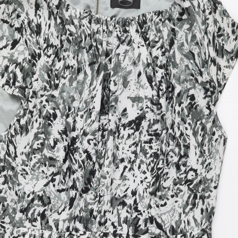 Drama Queen Womens Grey Geometric Polyester Shift Size 16 Boat Neck Zip