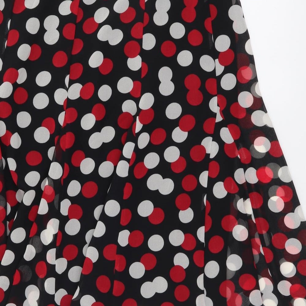Marks and Spencer Womens Black Polka Dot Polyester Flare Skirt Size 12 Zip