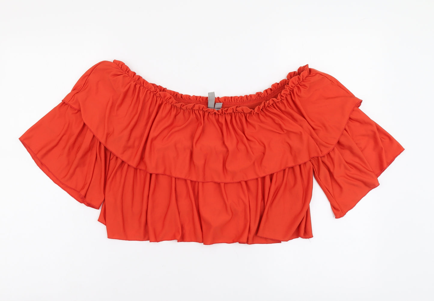ASOS Womens Red Polyester Cropped Blouse Size 12 Off the Shoulder - Bardot