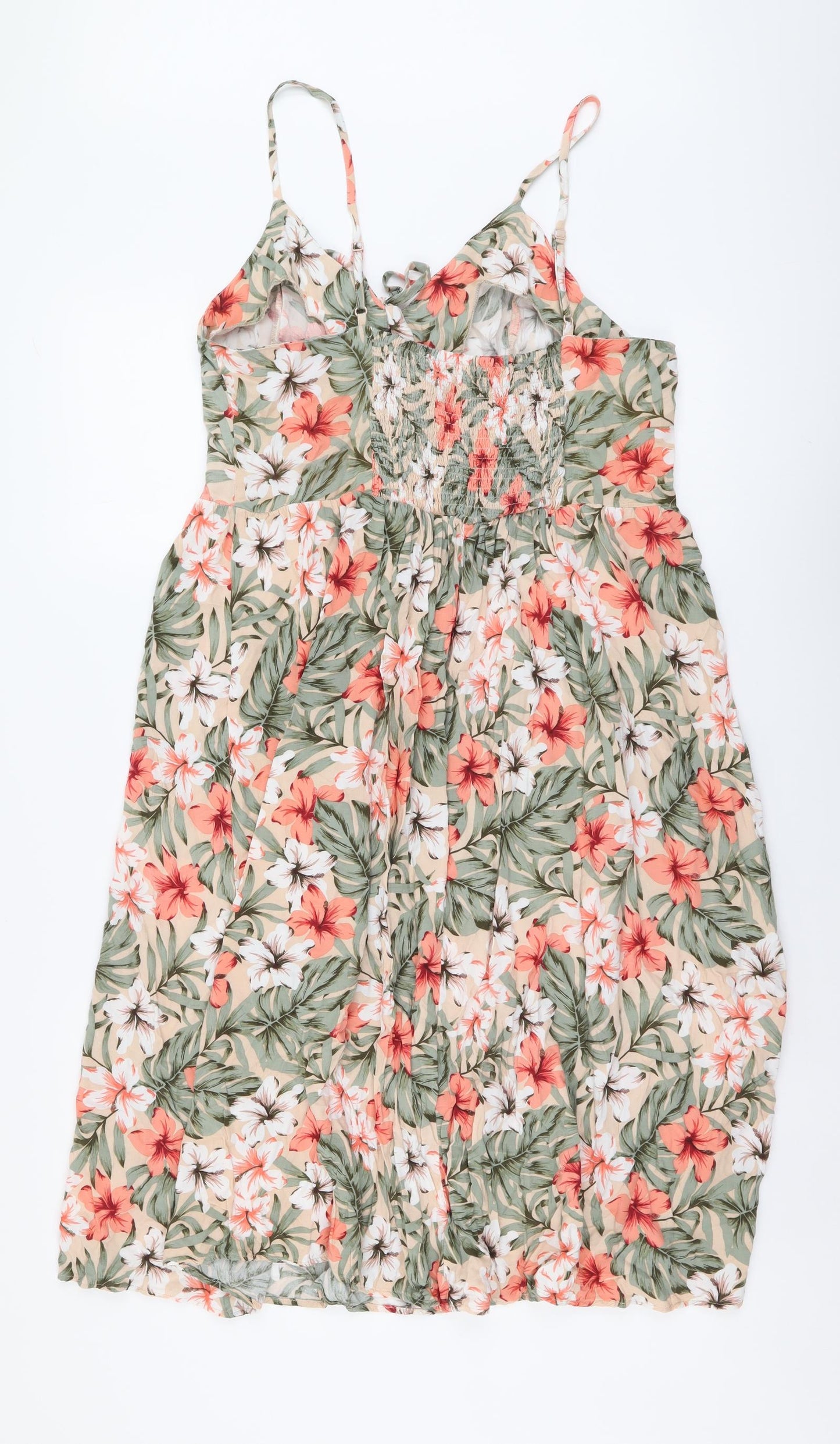New Look Womens Multicoloured Floral Viscose Fit & Flare Size 16 V-Neck Pullover