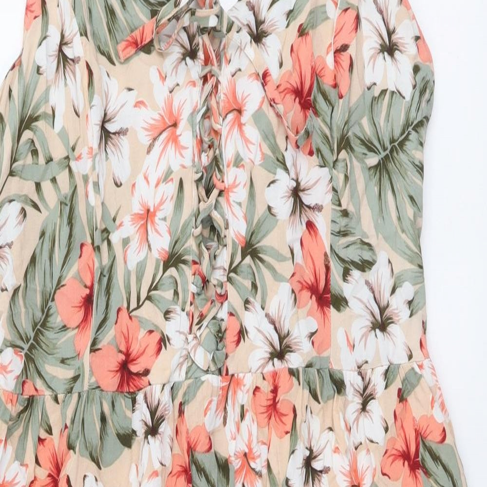 New Look Womens Multicoloured Floral Viscose Fit & Flare Size 16 V-Neck Pullover