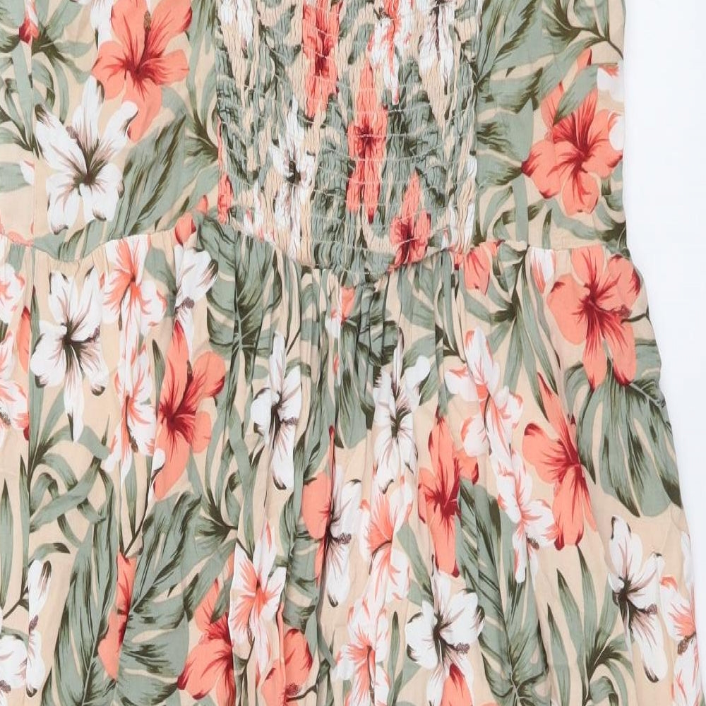 New Look Womens Multicoloured Floral Viscose Fit & Flare Size 16 V-Neck Pullover
