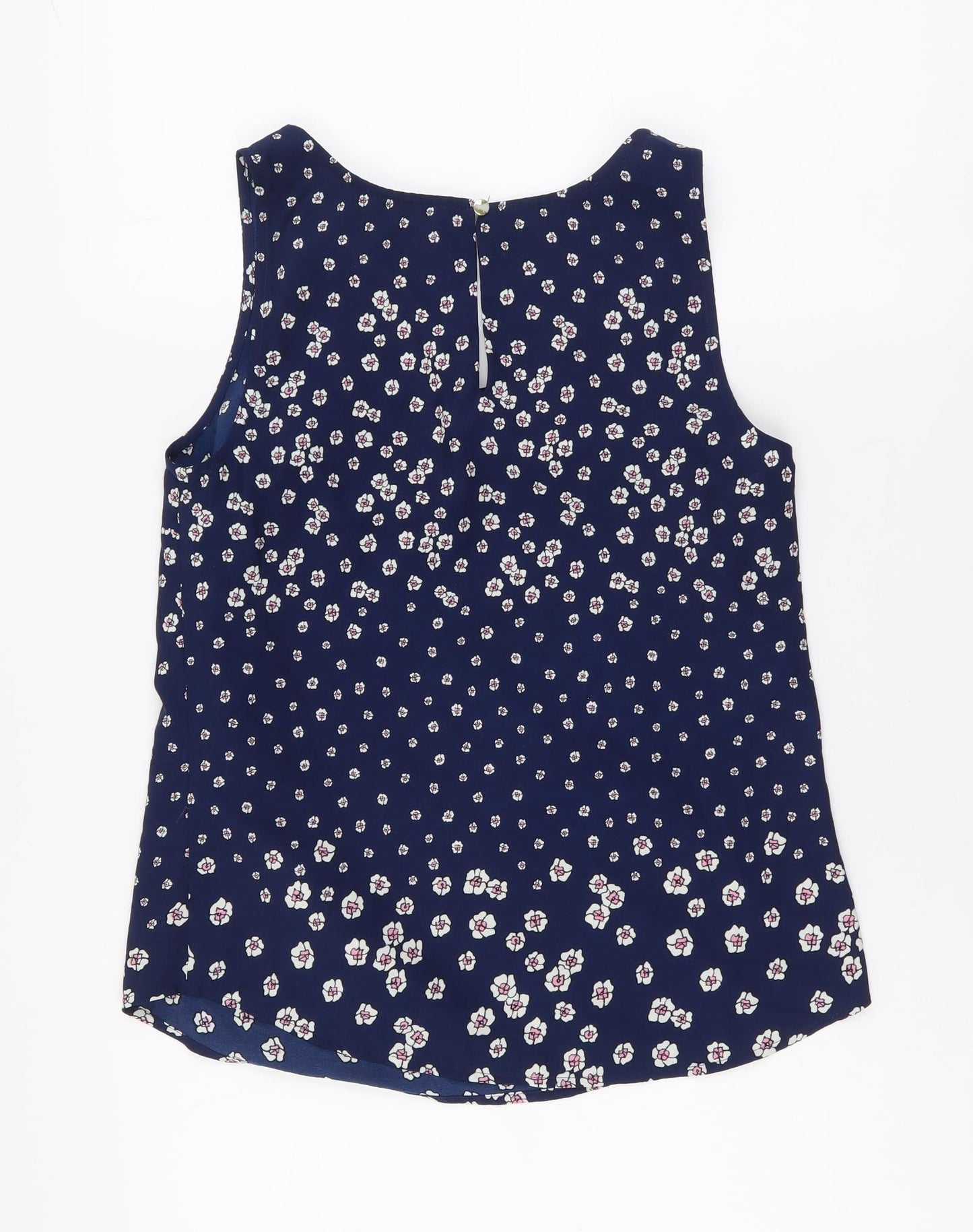 Oasis Womens Blue Floral Polyester Basic Tank Size 8 Scoop Neck