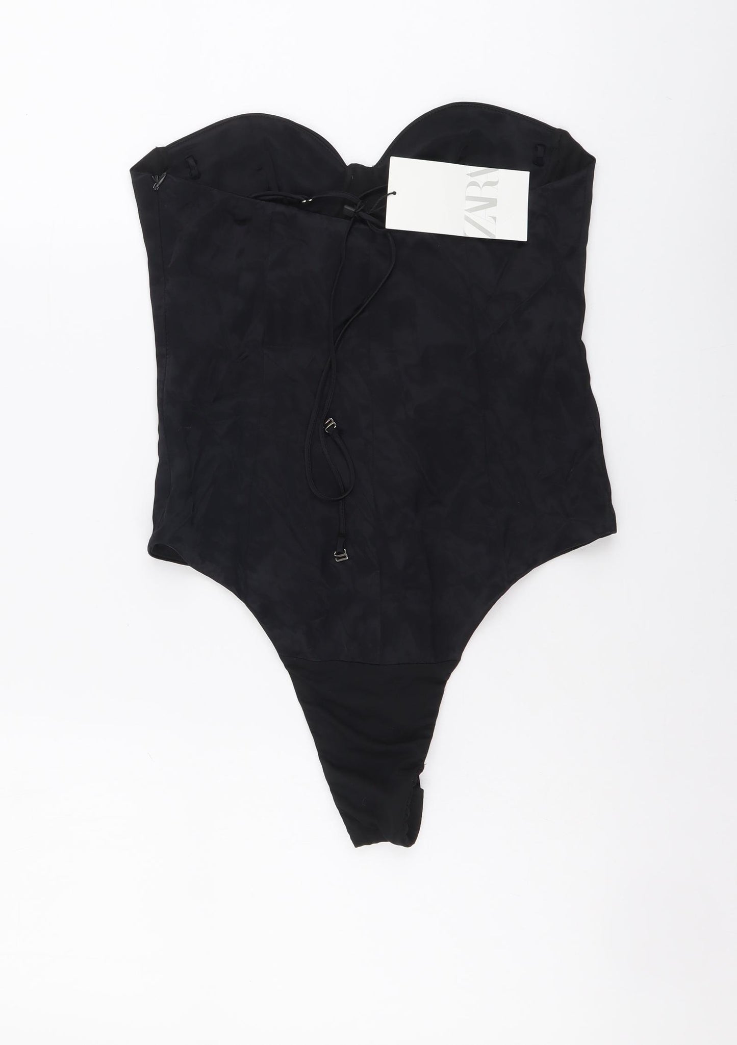 Zara Womens Black Polyester Bodysuit One-Piece Size S Snap