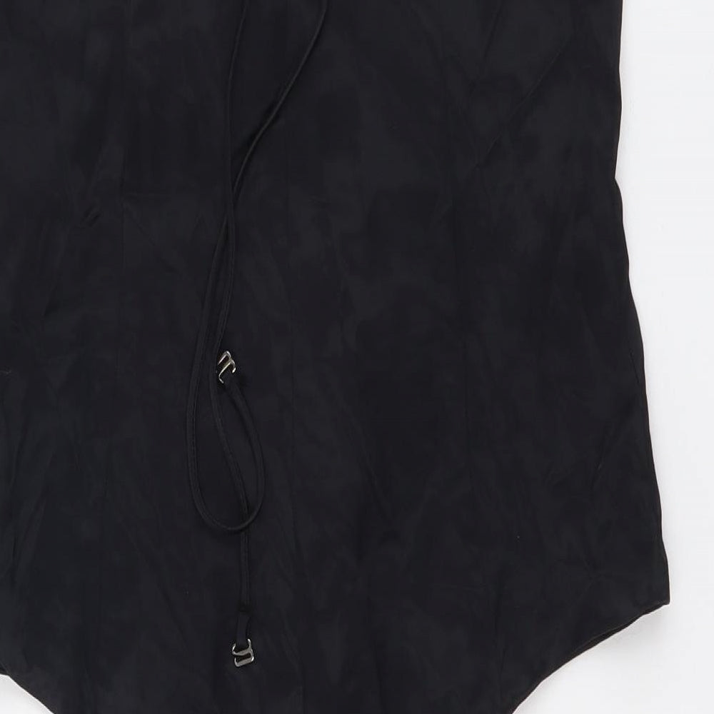 Zara Womens Black Polyester Bodysuit One-Piece Size S Snap