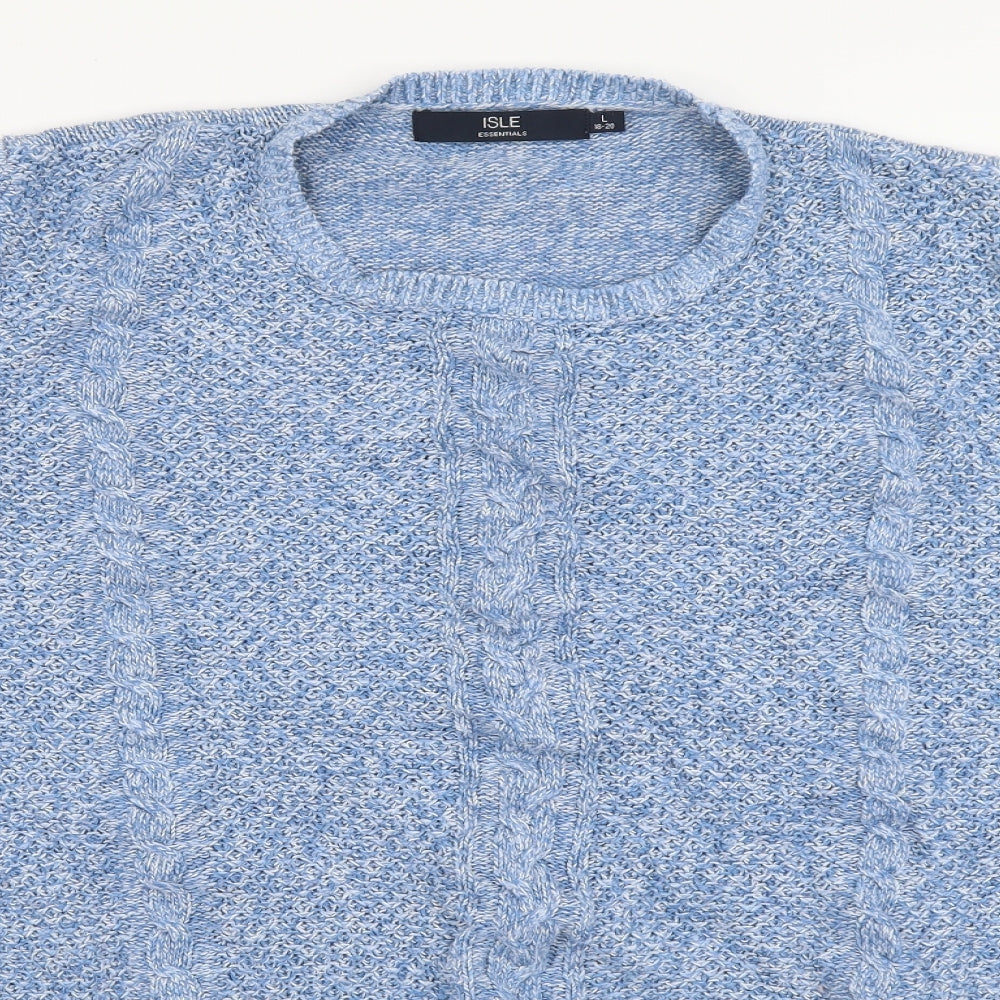 Isle Womens Blue Round Neck Acrylic Pullover Jumper Size 18