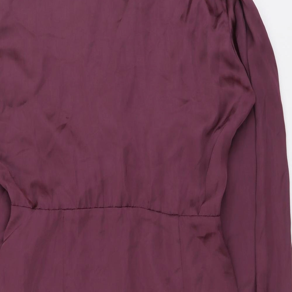 Zara Womens Purple Polyester Shirt Dress Size M Collared Zip