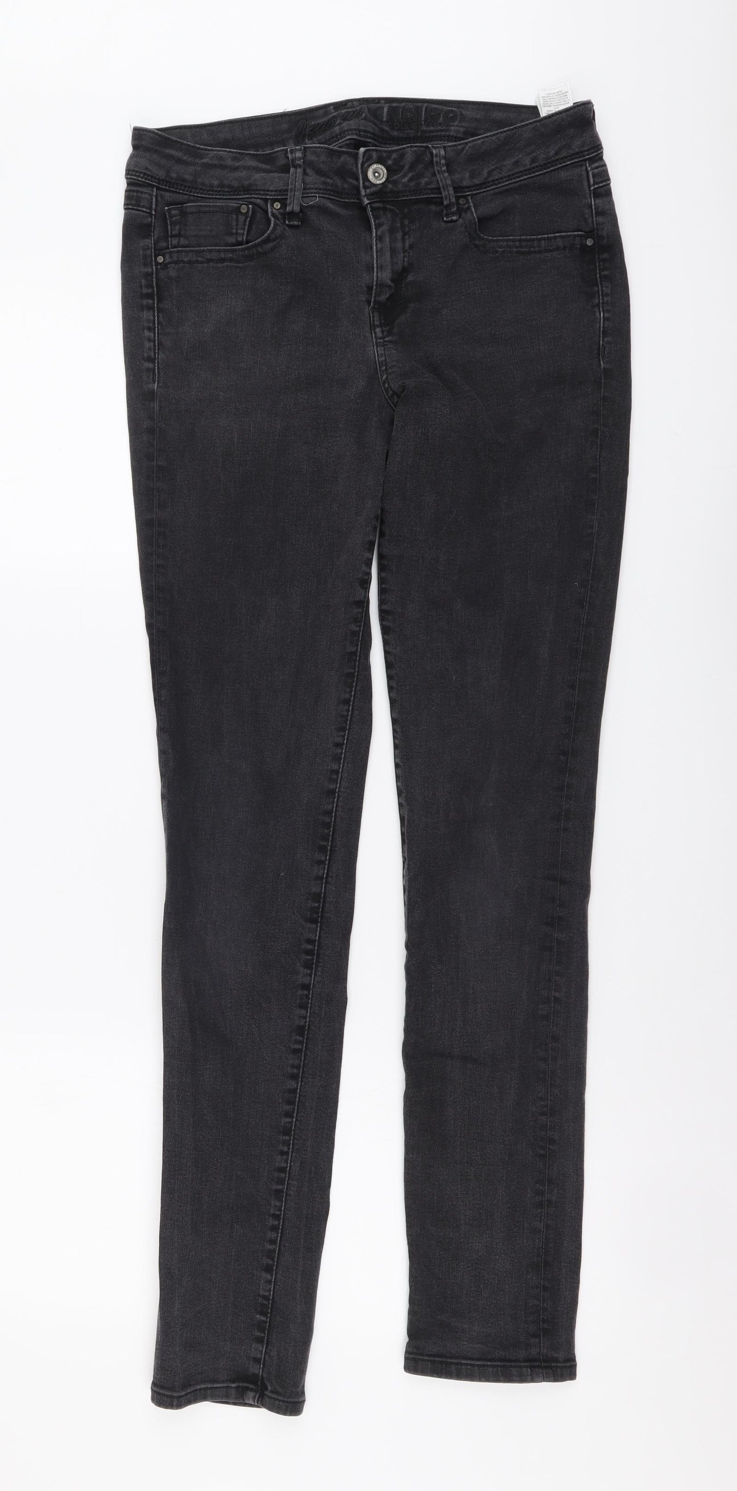 Marks and Spencer Womens Grey Cotton Skinny Jeans Size 12 L32 in Regular Button