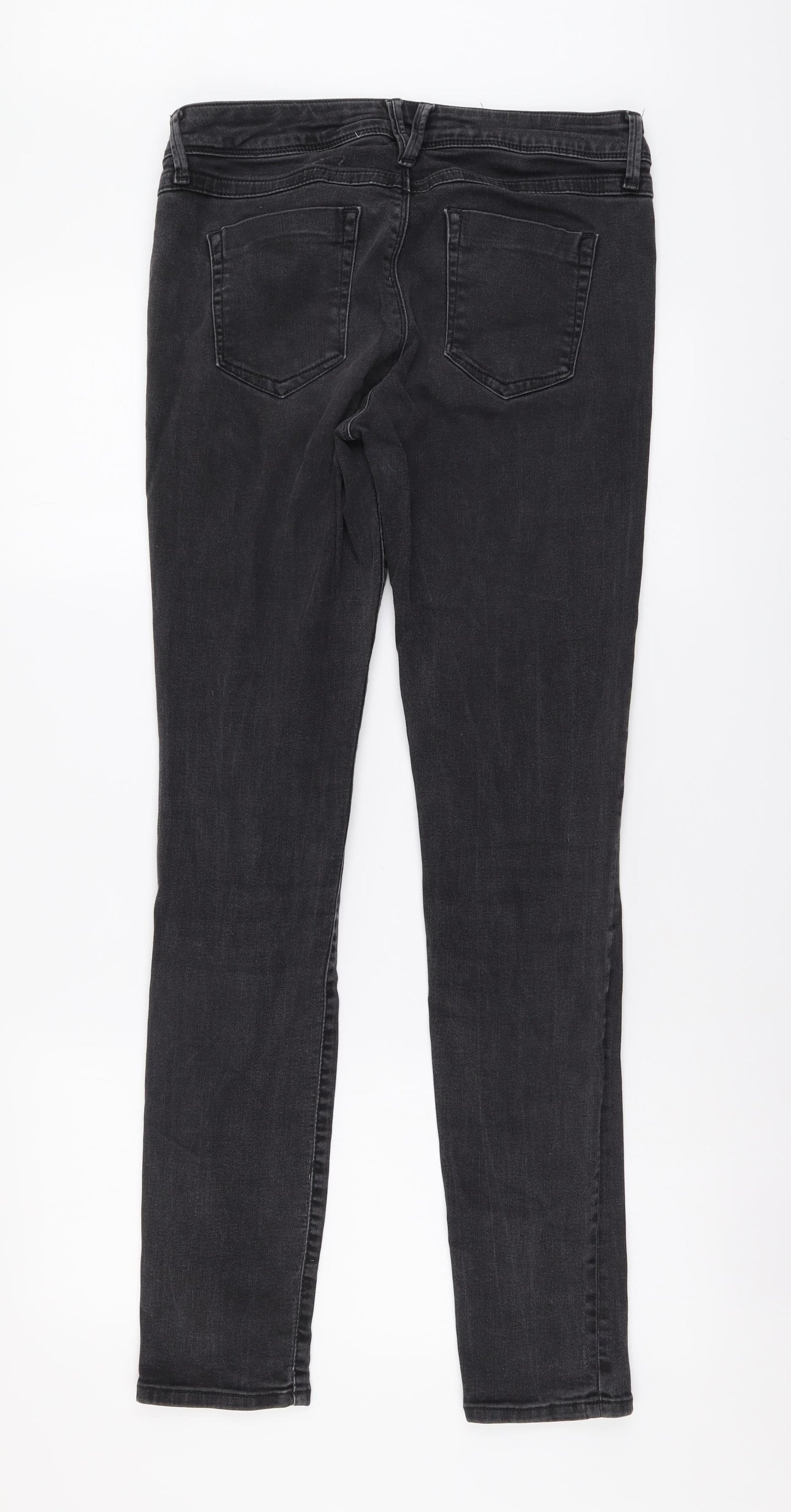 Marks and Spencer Womens Grey Cotton Skinny Jeans Size 12 L32 in Regular Button