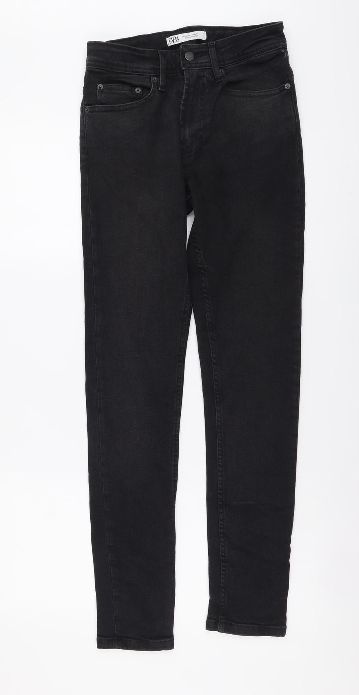 Zara Womens Grey Cotton Skinny Jeans Size S L29 in Regular Button